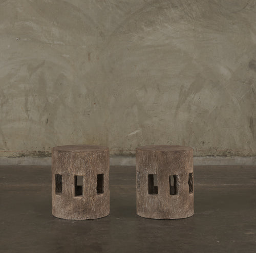 PAIR OF PERFORATED CANTERA DRUMS, SMALL